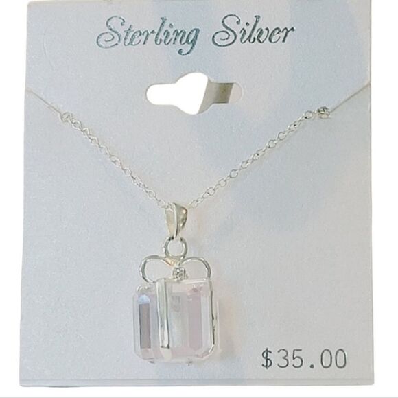 Sterling Silver Crystal Gift Necklace 18" - Picture 1 of 2